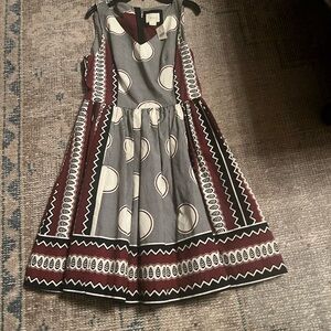 Maeve Mod Abstract Dress 50’s Style Fit & Flare Modest 100% Cotton